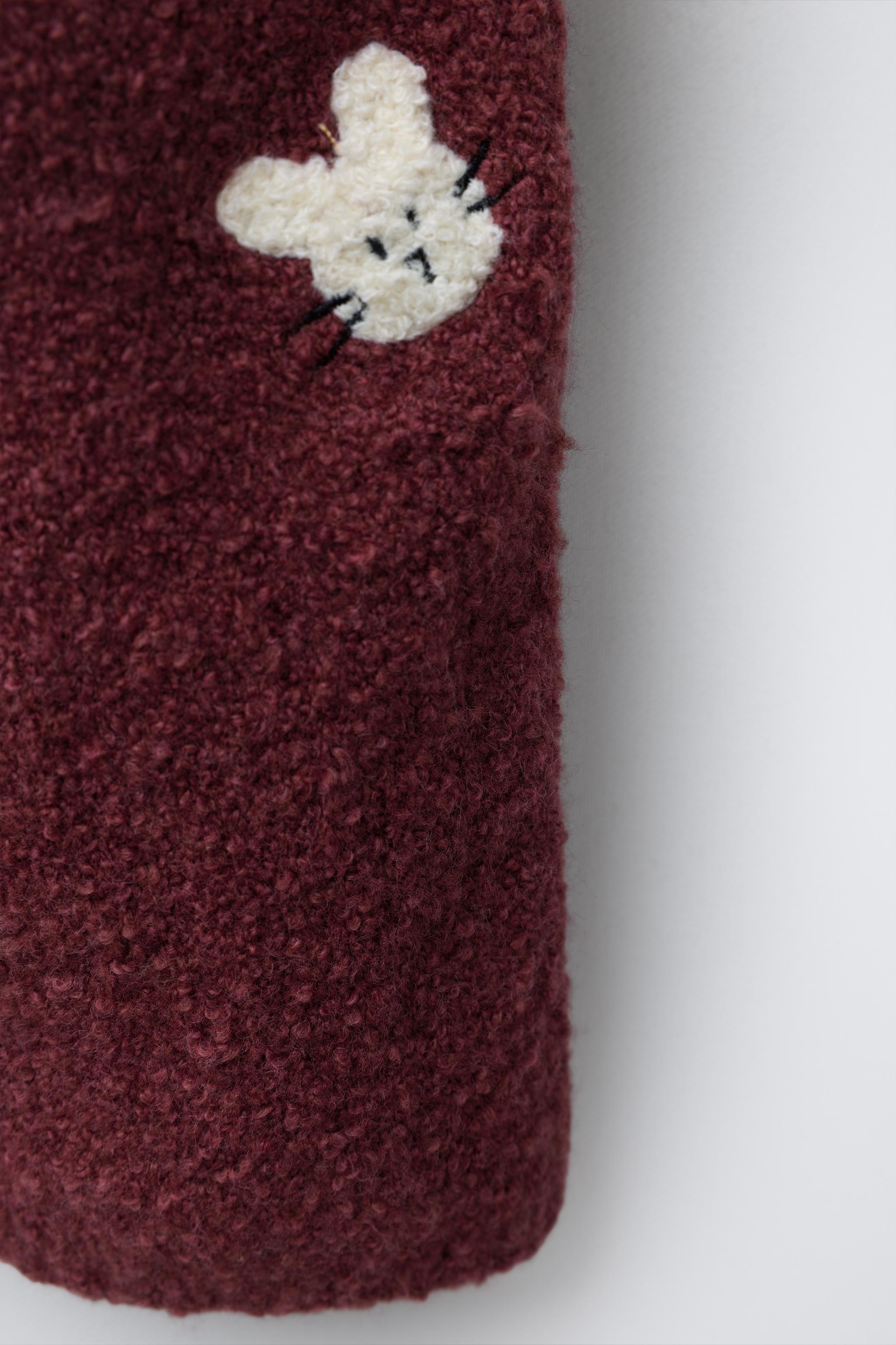 EMBROIDERED BUNNY KNIT OVERALLS